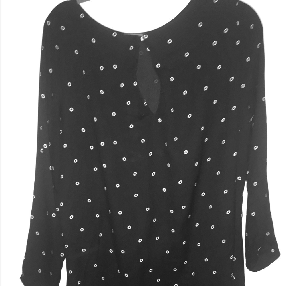 H & M black and white long sleeve chiffon dress